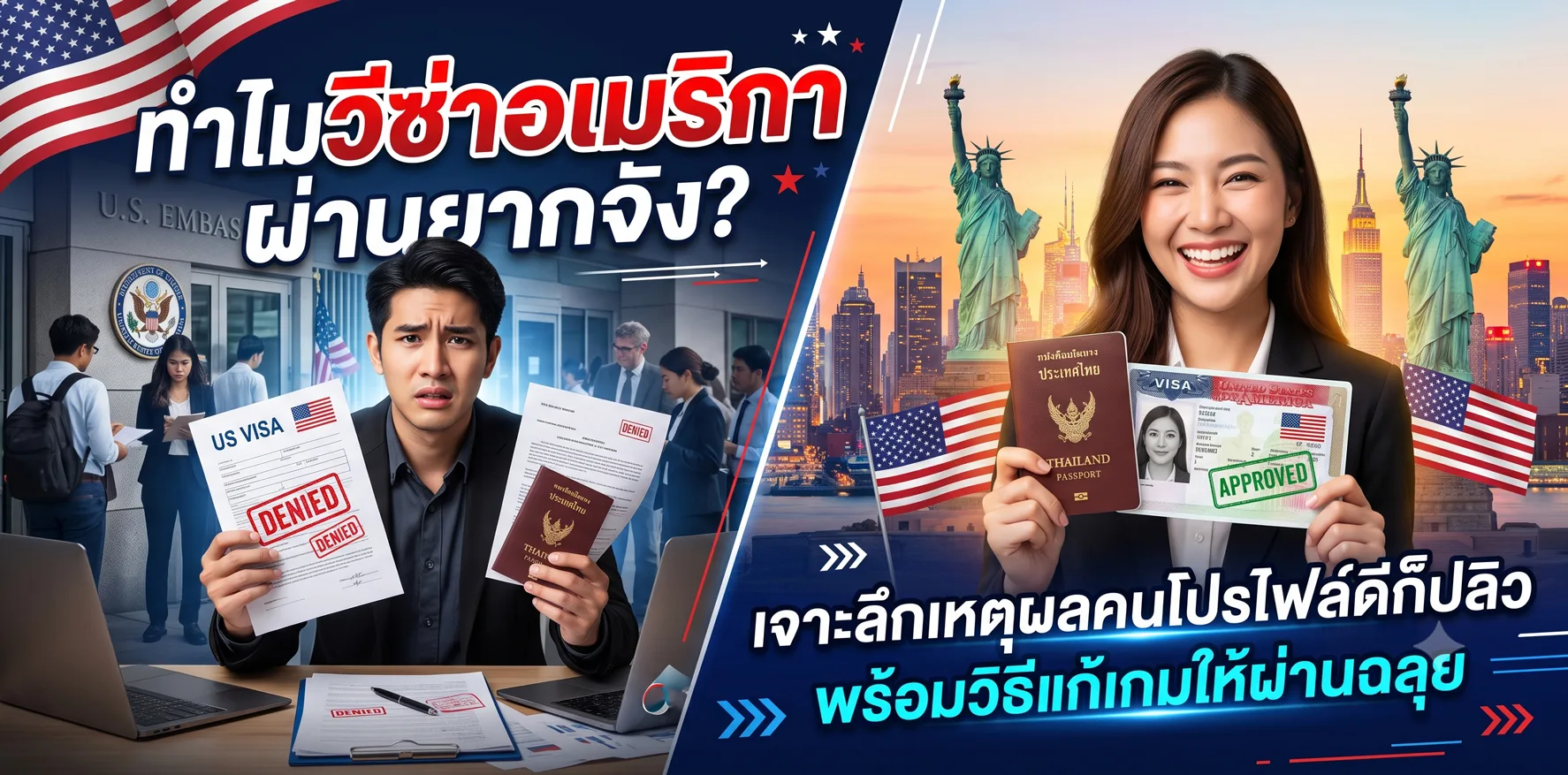 ทำไมวีซ่าอเมริกาผ่านยากจัง? เจาะลึกเหตุผลคนโปรไฟล์ดีก็ปลิว พร้อมวิธีแก้เกมให้ผ่านฉลุย